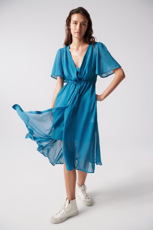 Print dress with slip