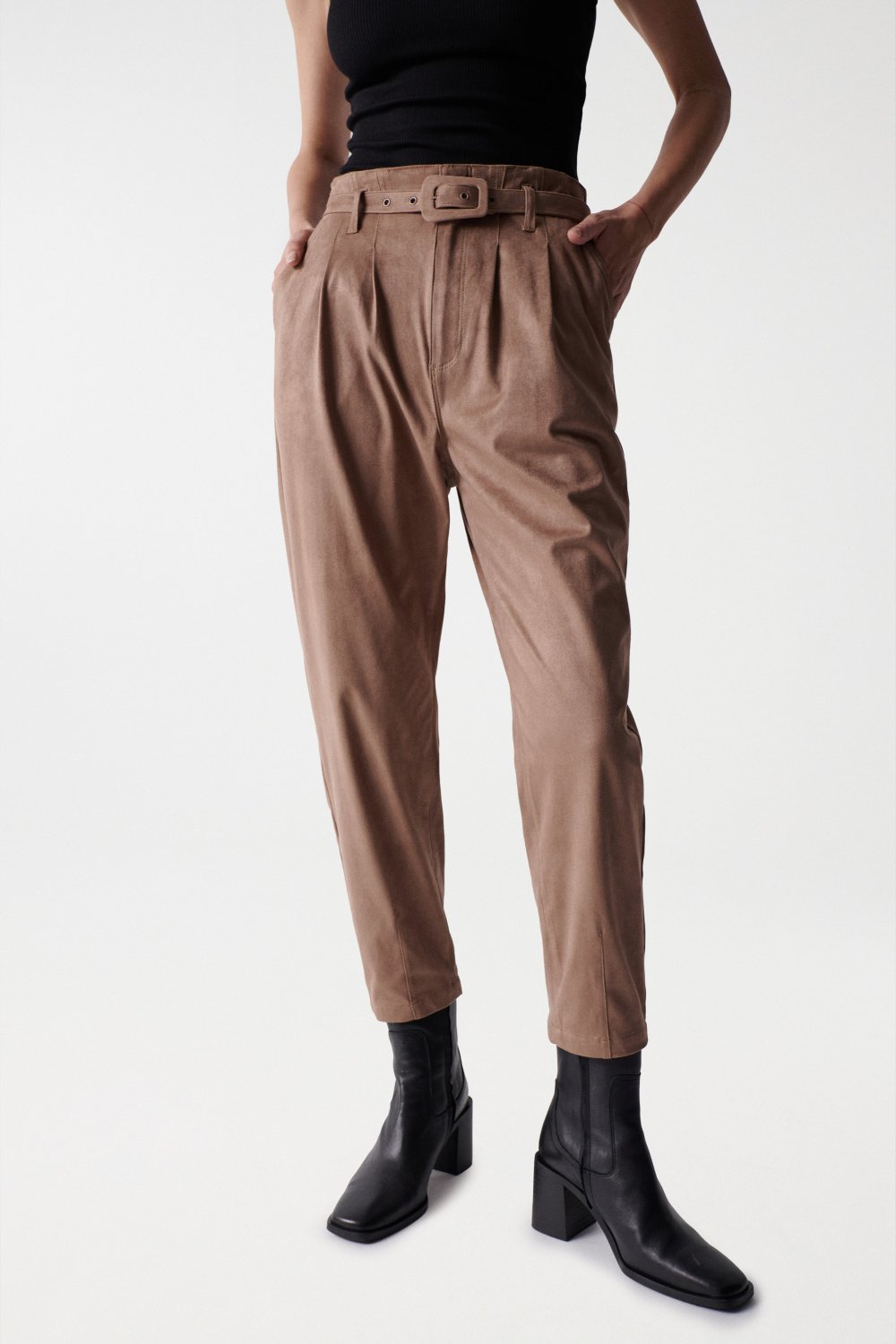 BAGGY SUEDE TROUSERS WITH BELT - Salsa