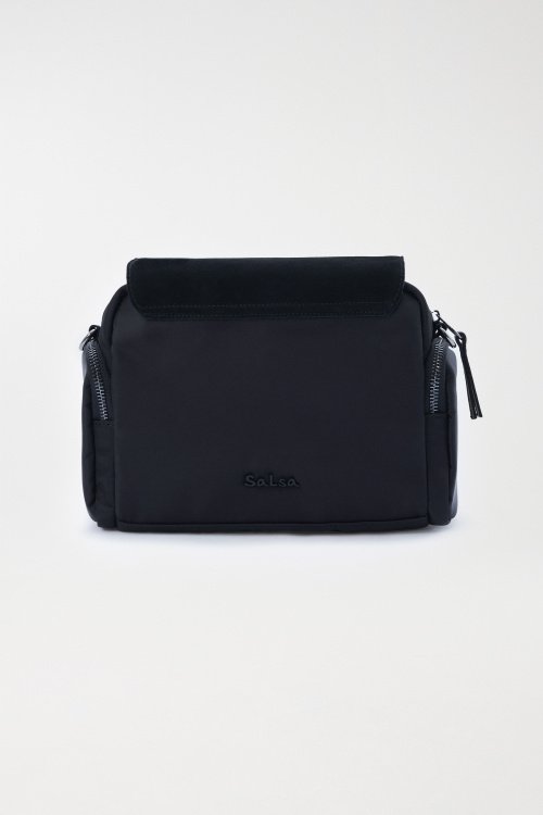 Shoulder bag in nylon and leather combo