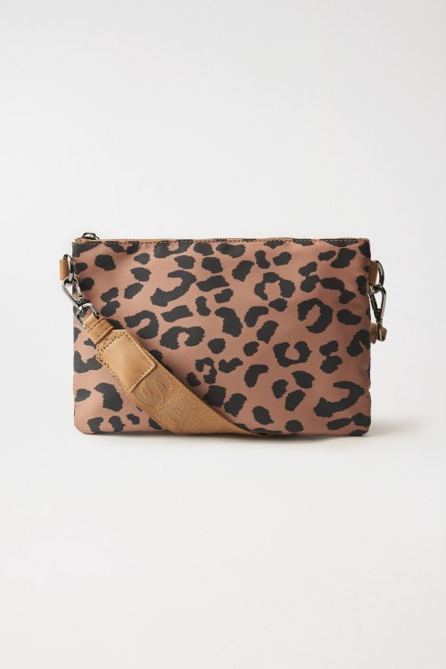 Nylon handbag with animal print