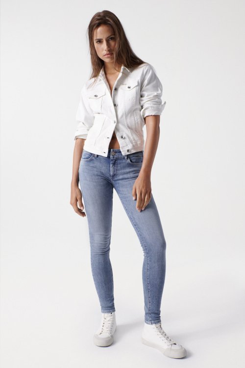 Push Up Wonder-Jeans, Skinny-Schnitt, mit Stickerei am Taillenbund