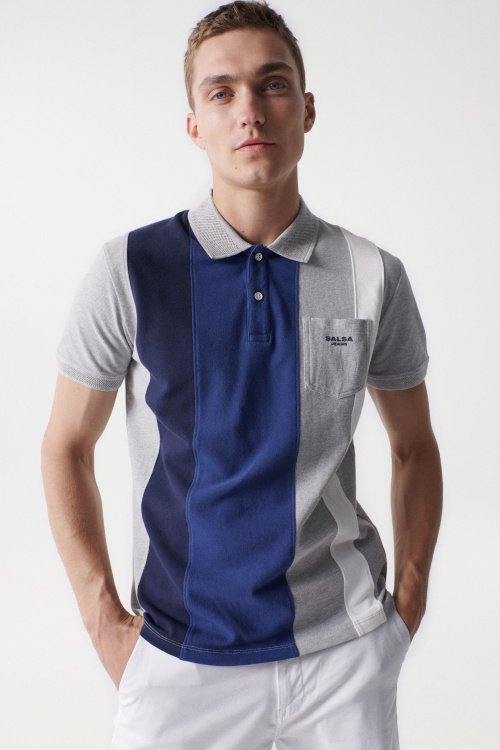 Polo shirt with vertical stripes