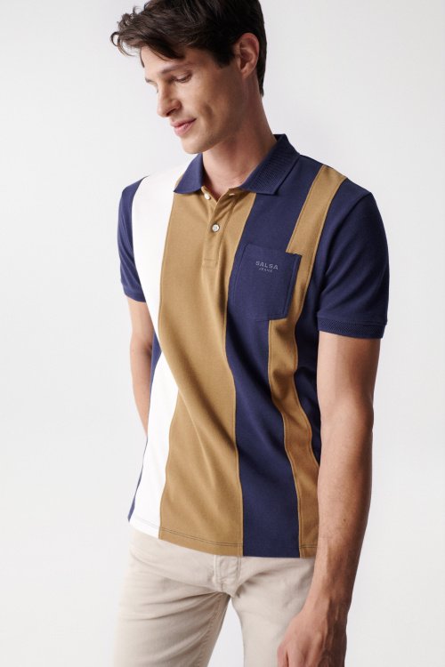 Polo shirt with vertical stripes