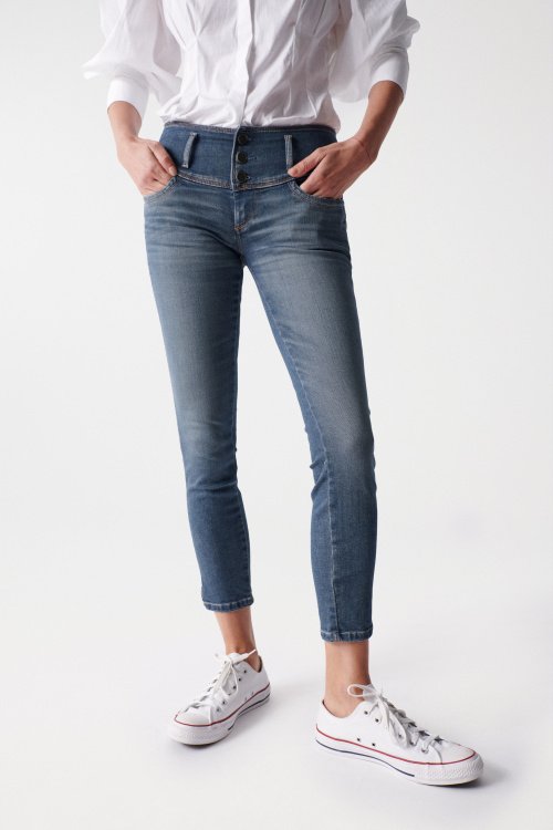 Cropped Push Up Mystery-Jeans, mit Verzierung