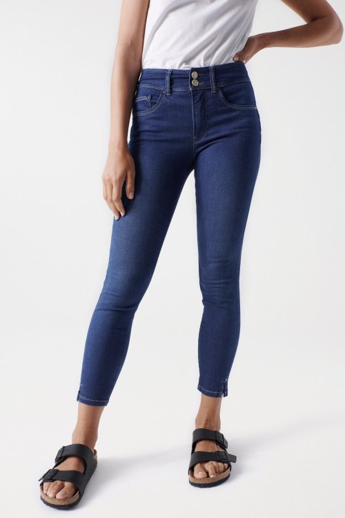 Soft touch skinny Push In Secret jeans with detail on the hem