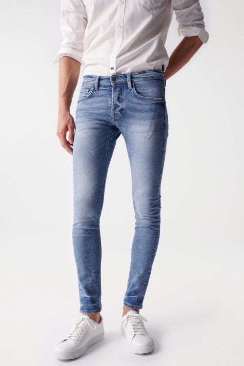 Jeans, Skinny-Schnitt, mit Rissen