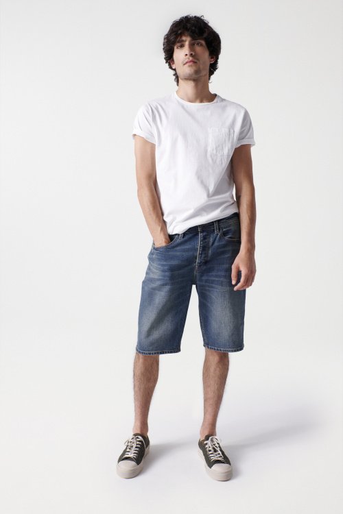Jeans-Shorts, Regular-Schnitt, mit Abnutzungseffekt