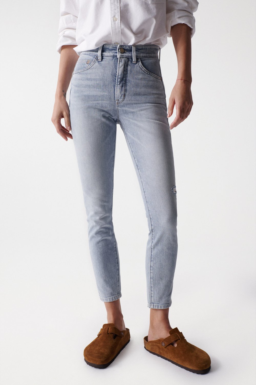 Cropped skinny Push In Secret Glamour jeans with unbleached detail - Salsa