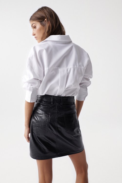 Secret Glamour nappa skirt with snakeskin effect