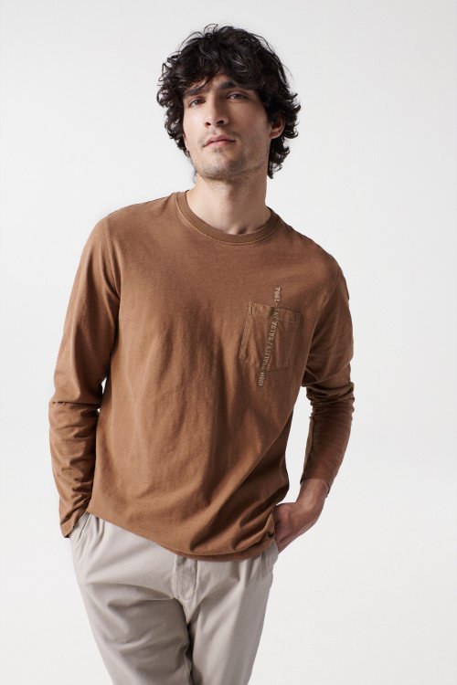 Jumper with pocket and embroidery