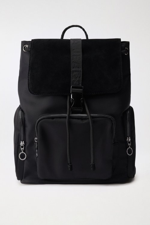 Backpack in nylon and suede