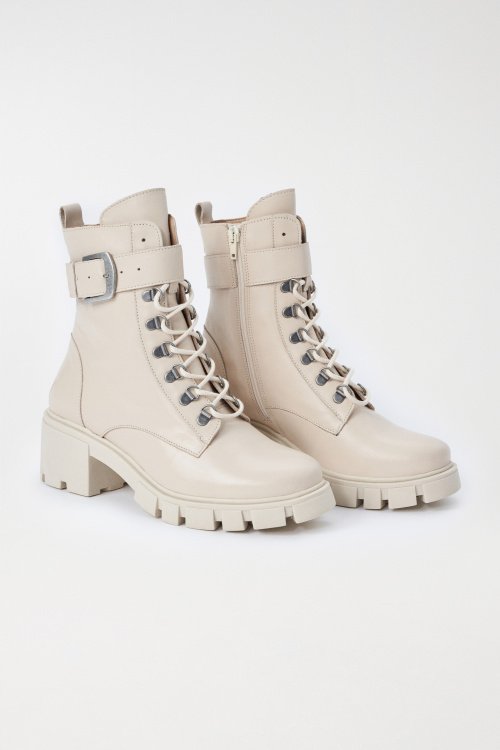 Military style ankle boots and chunky heel