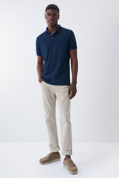 Tinted effect polo shirt without pocket