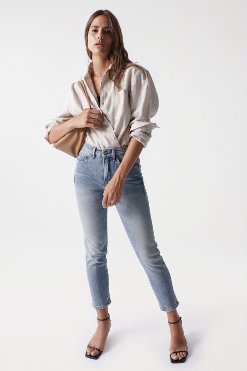 CROPPED FAITH PUSH IN-JEANS, SLIM-SCHNITT, HELLE WASCHUNG