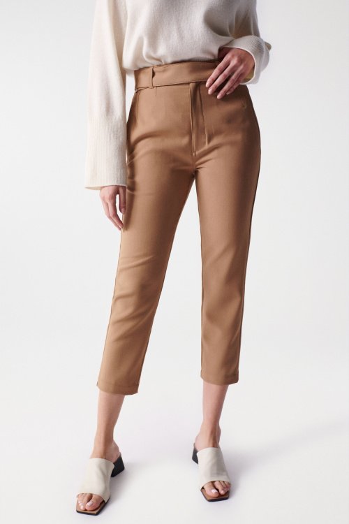 CROPPED SLIM PANTS WITH HIGH WAIST