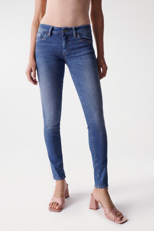 SKINNY PUSH UP WONDER JEANS WITH EMBROIDERY