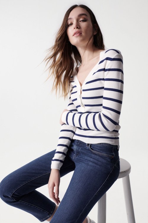 Striped ribbed knit top