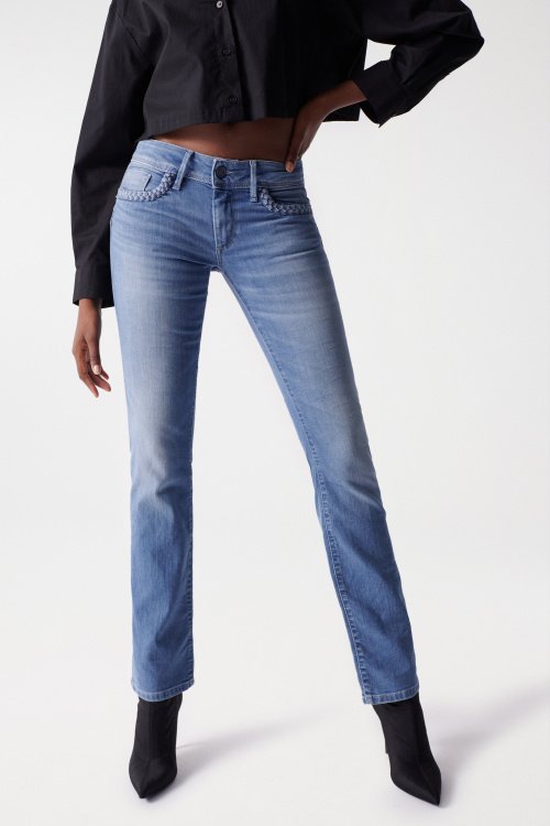 PUSH UP WONDER JEANS WITH PLAIT DETAIL ON THE POCKETS