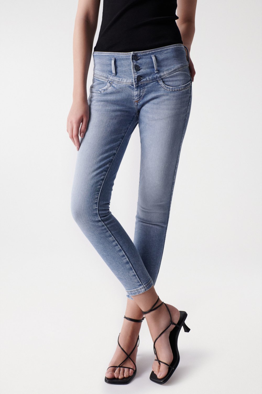 CROPPED SKINNY PUSH UP MYSTERY JEANS WITH DETAIL ON THE POCKETS - Salsa