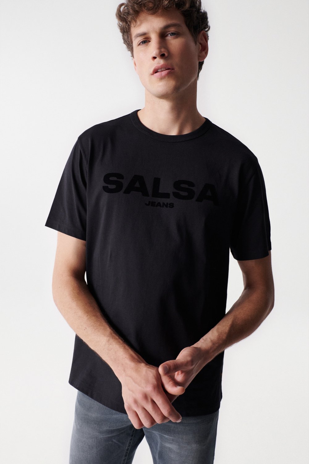 T-Shirt mit samtigem Markenaufdruck - Salsa