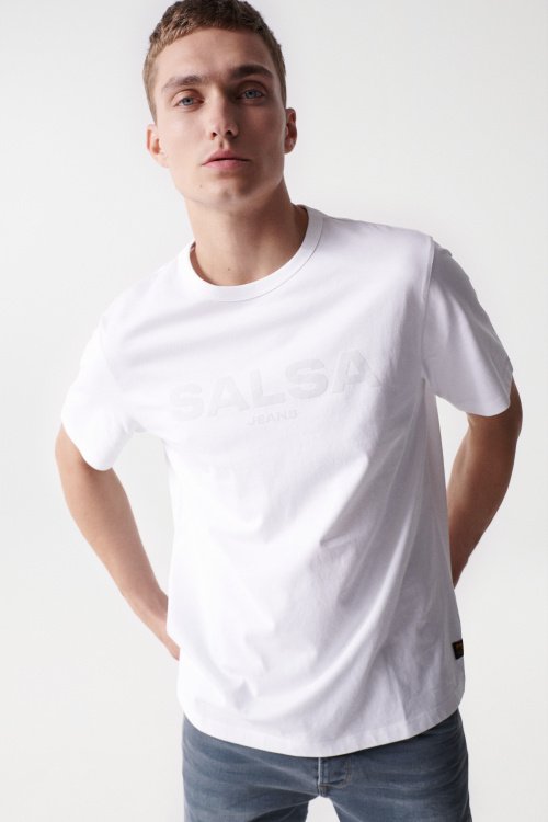 T-shirt com branding aveludado