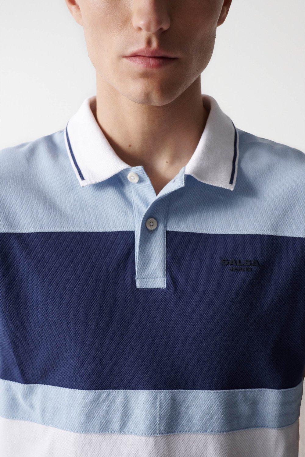 Tricolour polo shirt with stripe detail - Salsa