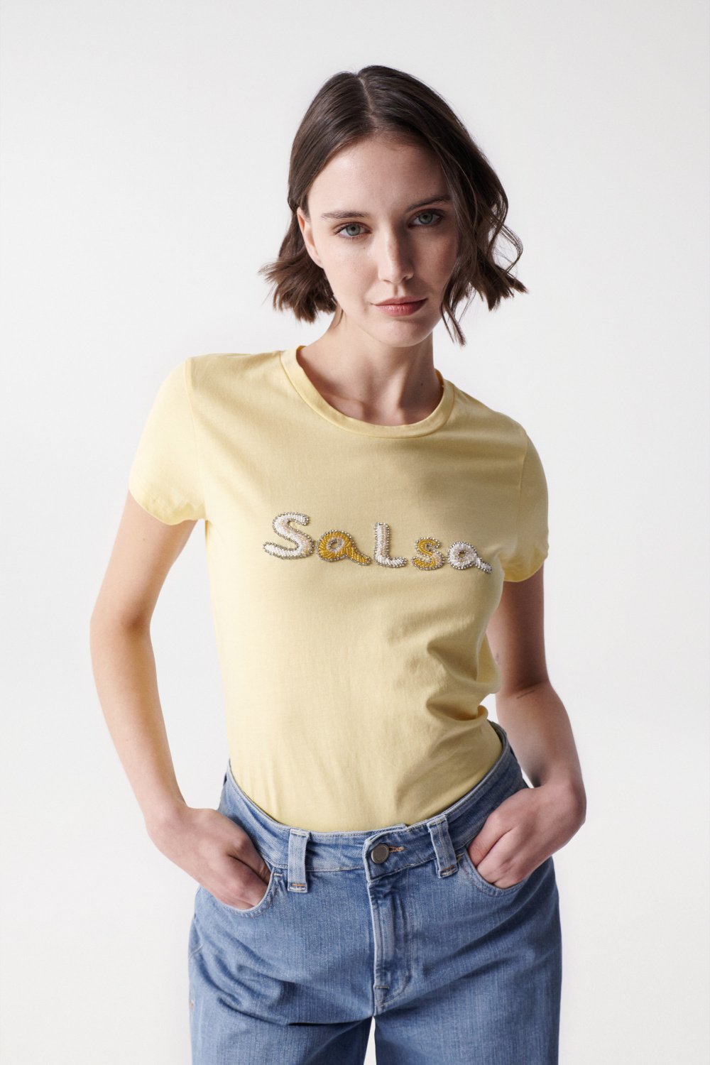 T-SHIRT WITH SALSA NAME IN BEADS - Salsa