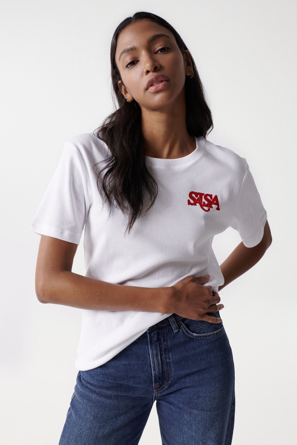 T-shirt com branding em veludo - Salsa