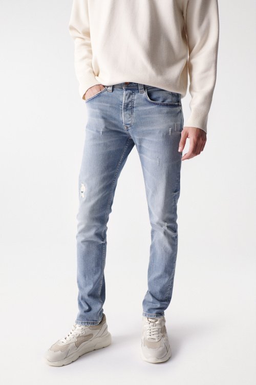 SLIM VINTAGE JEANS WITH RIPS