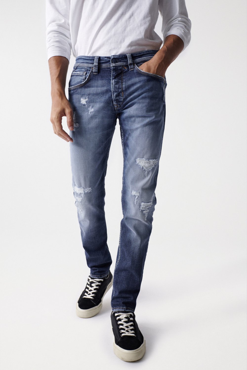 Vintage slim jeans with rips - Salsa