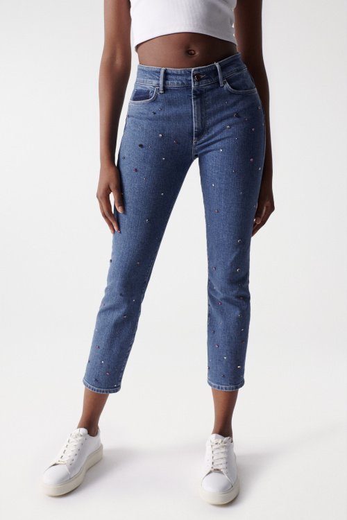 PUSH UP DESTINY JEANS WITH GEMSTONE DETAILS