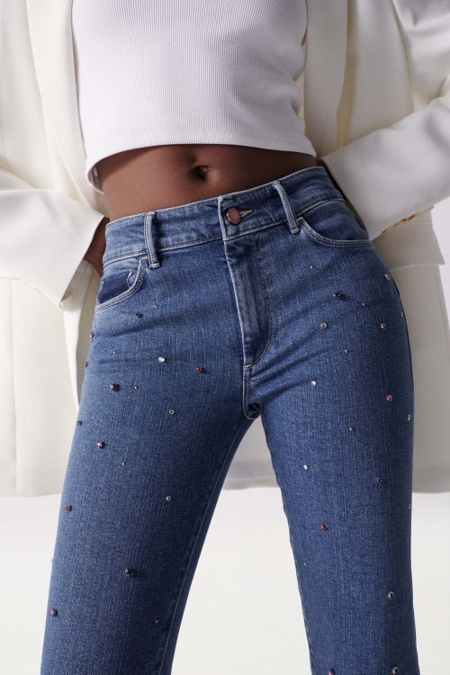 PUSH UP DESTINY JEANS WITH GEMSTONE DETAILS