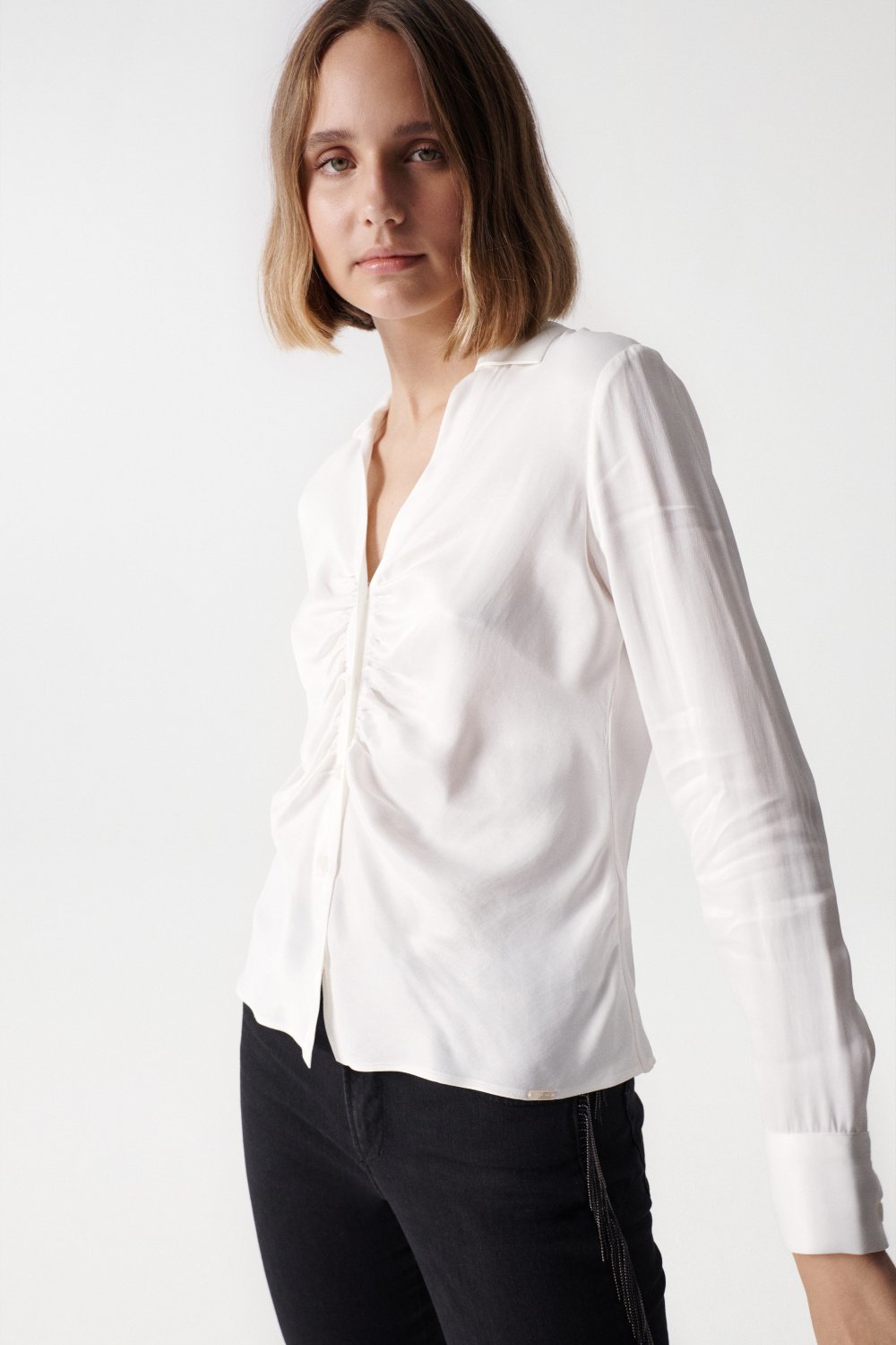 Satin blouse WITH RUCHED EFFECT - Salsa