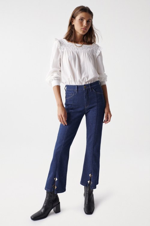 Push In Secret Glamour Straight Jeans with metallic detail