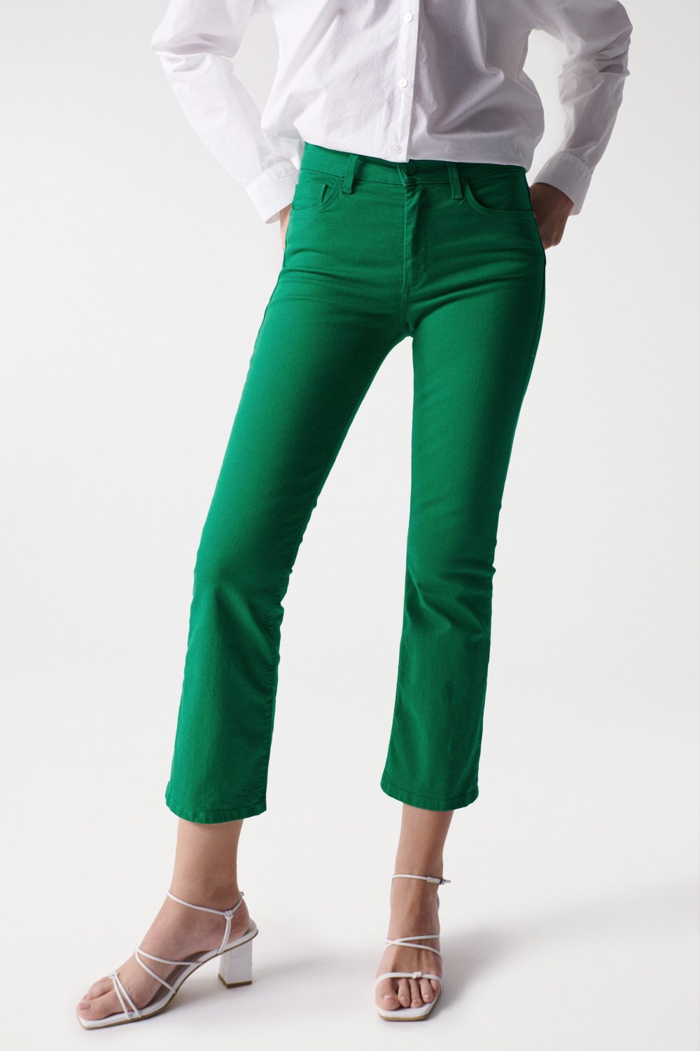 GREEN PUSH UP DESTINY CROPPED FLARE JEANS - Salsa