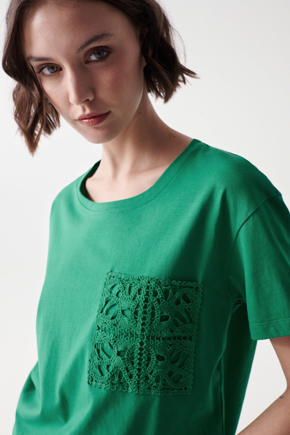 T-shirt with crochet pocket - Salsa