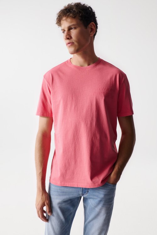 Einfarbiges T-Shirt mit Aufdruck