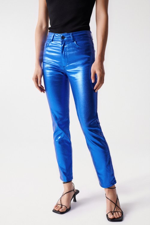 DESTINY PUSH UP TROUSERS WITH BLUE COATING MADALENA ABECASIS