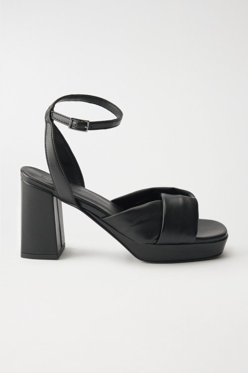 Black, high-heeled sandals
