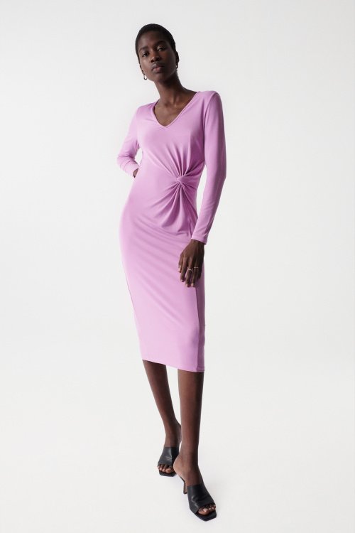 Midi dress with ruched effect