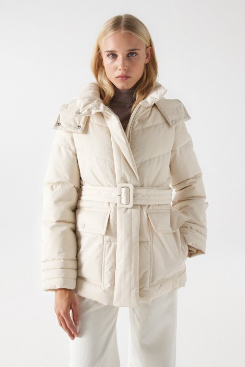 PUFFER JACKET WITH BELT