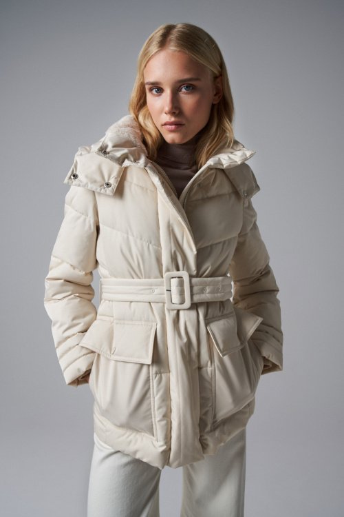PUFFER JACKET WITH BELT