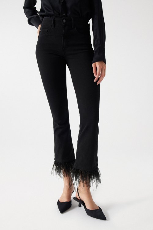 Faith Push In jeans with feathers