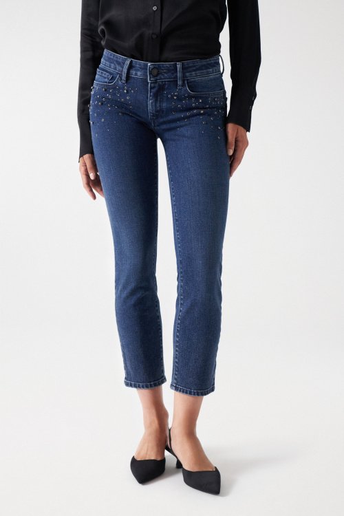 Wonder Push Up Cropped Slim Jeans with Applications