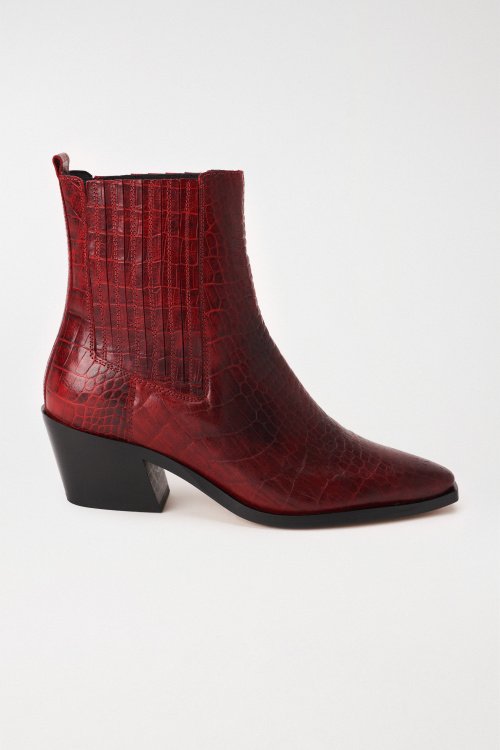 LEATHER ANKLE BOOTS WITH TEXTURED EFFECT