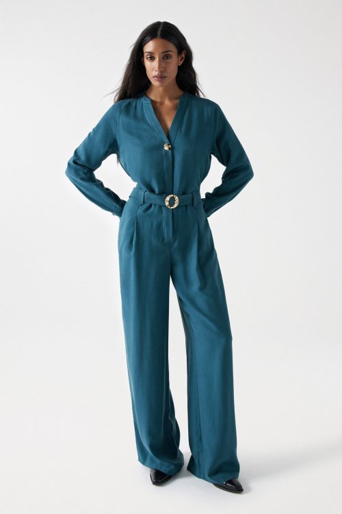 JUMPSUIT WITH BELT AND BUTTON DETAIL