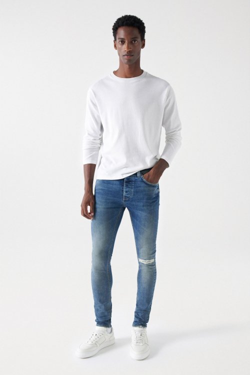 SKINNY JEANS WITH RIPS AND ZIP DETAIL
