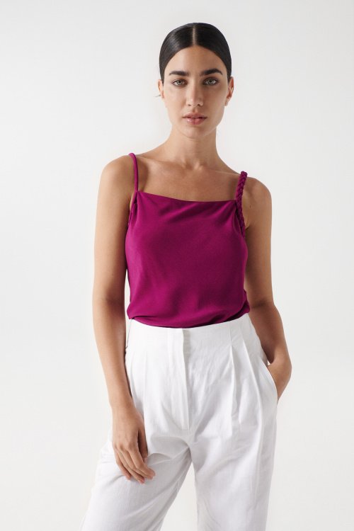 Top with plaited straps