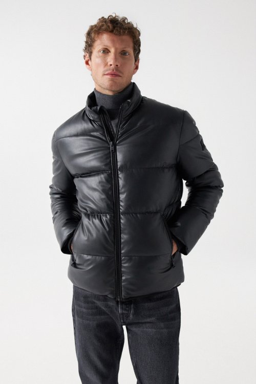 LEATHER EFFECT PUFFER JACKET