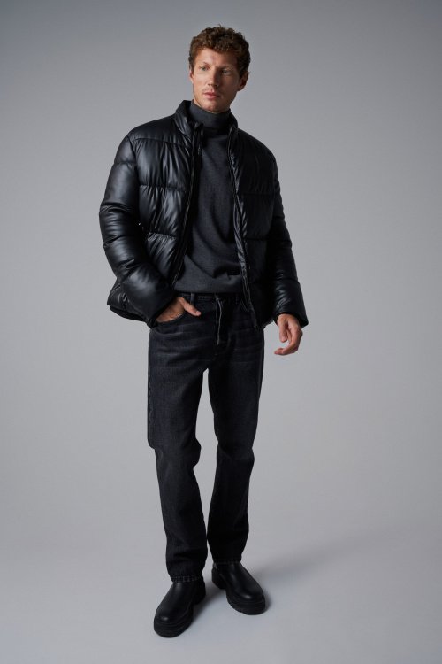 LEATHER EFFECT PUFFER JACKET